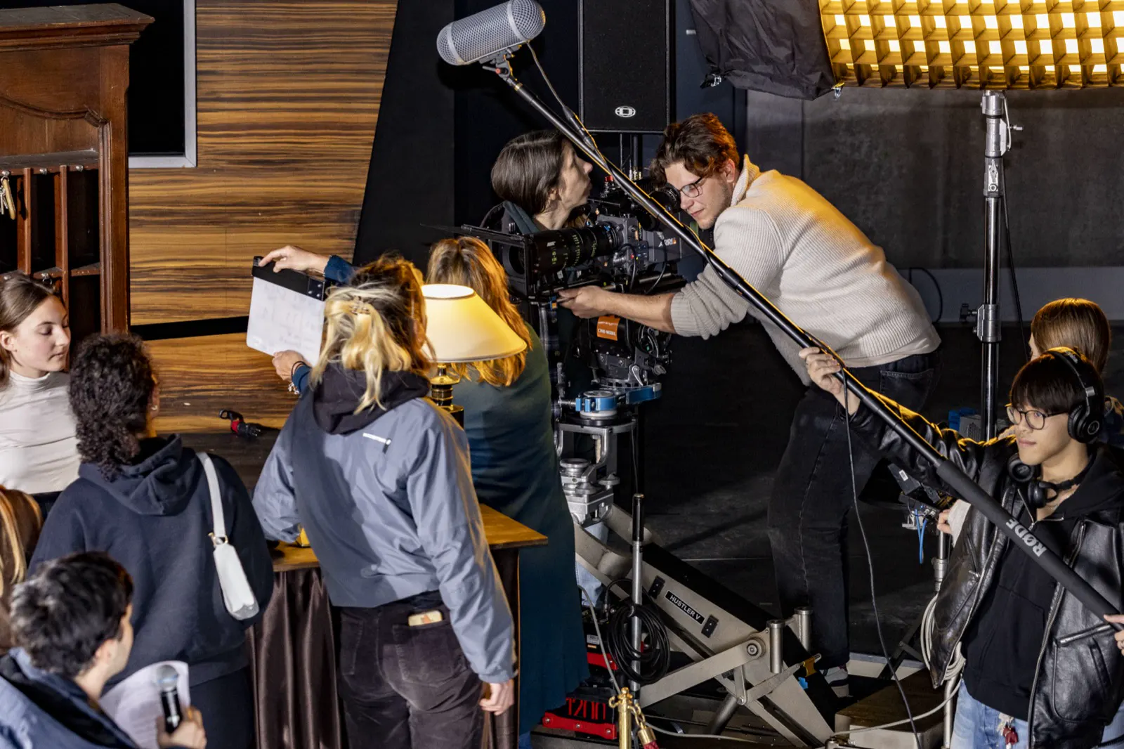 Lighting the hotel set, Film Academy day